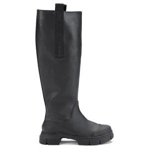 $300 Ganni Recycled Rubber Lug Sole Country Boot BLACK CHUNKY 36 (ME14)